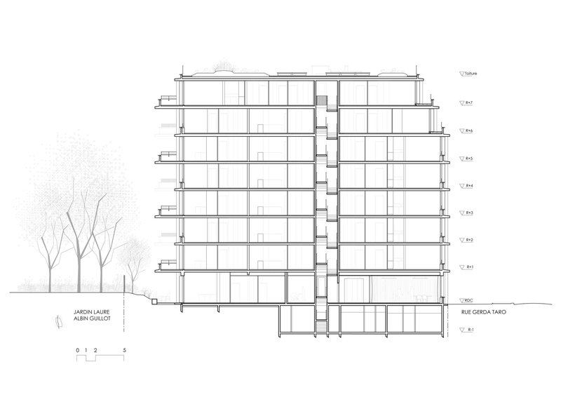 Neighborhood in Paris - Media Library and Family Flats, Student Residence, and Social Housing Units / La Architectures + Atelier Régis Roudil Architectes + Nicolas Hugoo Architecture - Image 35 of 36