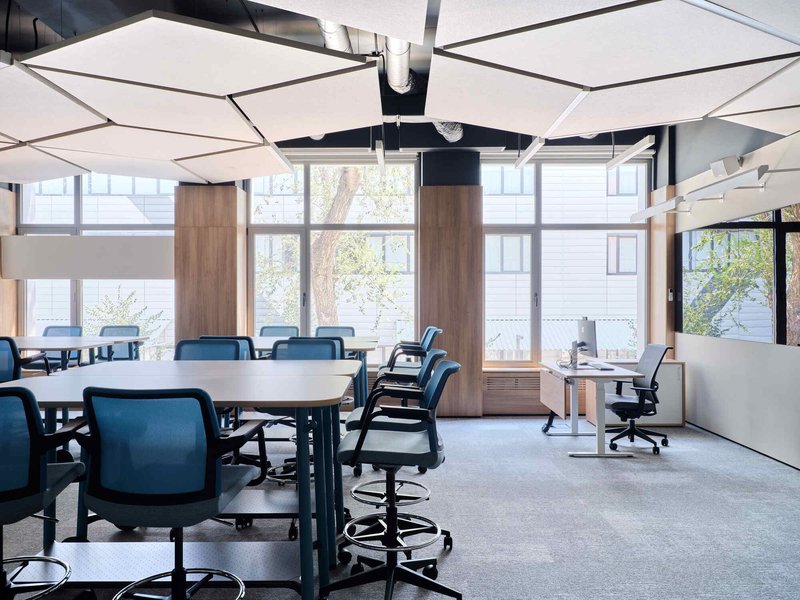 Narxoz University Business School / AGP Architects - Interior Photography, Dining room, Chair, Table, Lighting, Glass