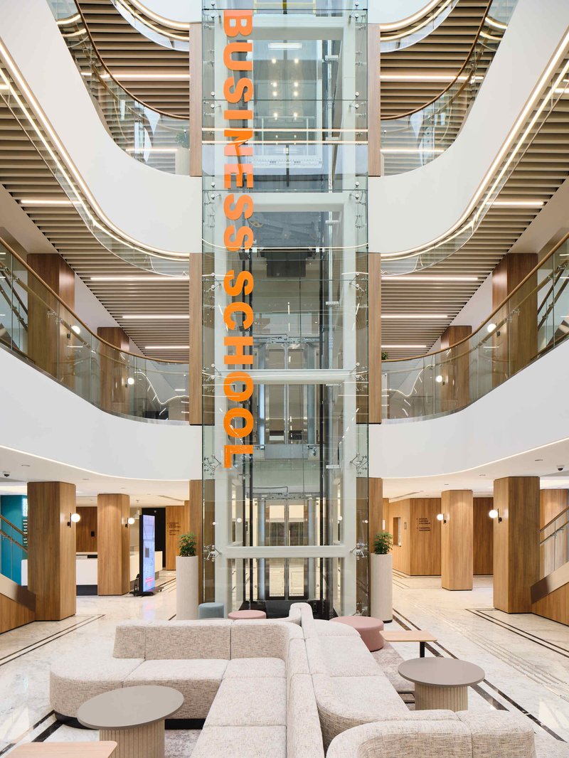 Narxoz University Business School / AGP Architects - Interior Photography, Stairs, Wood